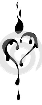 Tribal Tattoo Black and White Heart Shaped Candle