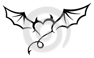 Tribal Tattoo Devils Heart With Wings and Tail