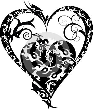 Tribal tattoo heart