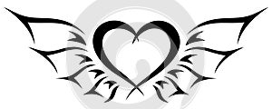 Tribal Tattoo Heart with Fairy Wings