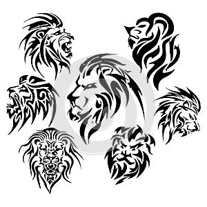 Tribal Tattoo Lion Heads Design Elements