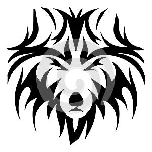 Tribal Tattoo Wolf Head Design