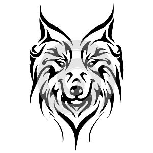 Tribal Tattoo Wolf Head Design