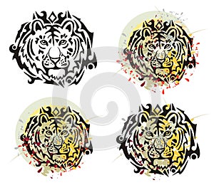 Tribal tiger head splashes