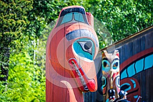 Tribal totem pole in ketchikan alaska