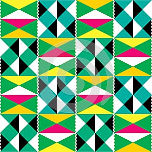 Tribal vector seamless textile pattern - Kente mud cloth style, traditional geometric nwentoma design from Ghana, African in green