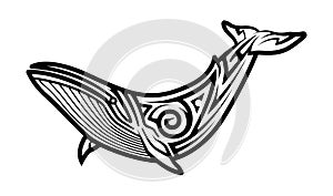 Tribal Whale tattoo vector