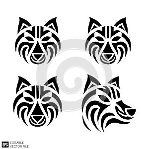 Tribal Wolf Fox Head Logo Vector Set