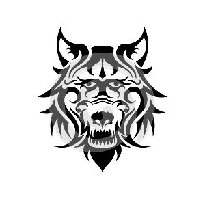 Tribal wolf head tattoo,medieval dire