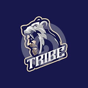 Tribe mascot logo design vector with modern illustration concept style for badge, emblem and t shirt printing. Tribe head