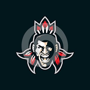 Tribe mascot logo design vector with modern illustration concept style for badge, emblem and t shirt printing. Tribe head