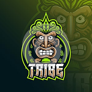 Tribe mascot logo design vector with modern illustration concept style for badge, emblem and tshirt printing. head tribe