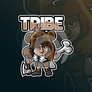 Tribe mascot logo design vector with modern illustration concept style for badge, emblem and tshirt printing. little tribe