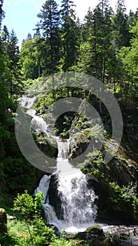 Triberg Waterfall Black Forest Germany Forest Big Blue Sky