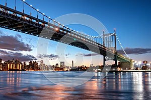 Triborough Bridge at night, in Astoria, Queens, New York. USA