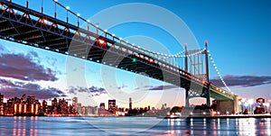 Triborough Bridge at night, in Astoria, Queens, New York. USA