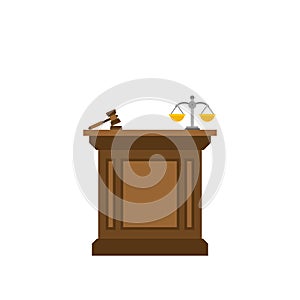 Tribune of judge isolated. rostrum judicature. vector illustration photo