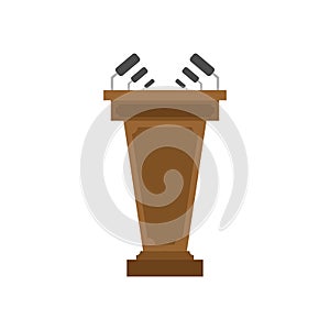 Tribune with microphone isolated. Tribune for speeches vector illustration