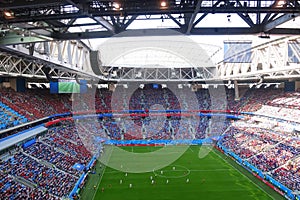 Tribune stadium in St. Petersburg during the World Cup football