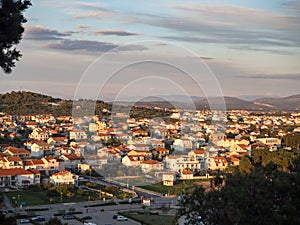 Tribunj, Croatia, Mediterranean sea village and marine port during sunset