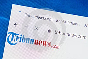 Tribunnews.com Web Site. Selective focus.