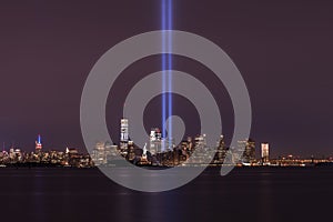 Tribute In Light Memorial seen from Bayonne New Jersey photo