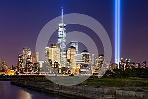 Tribute in Light over Lower Manhattan, New York City