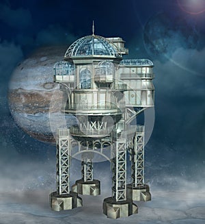 Tribute to science fiction with a fantasy space station
