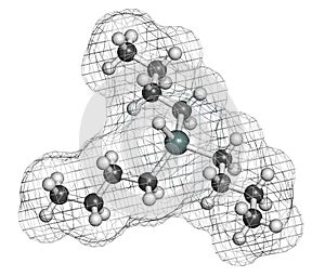 Tributyltin hydride molecule. Organotin reagent, used in organic synthesis photo