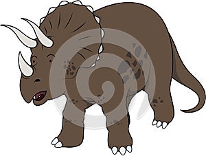 Triceratop Dinosaur Cartoon Color Illustration
