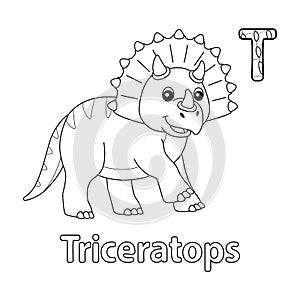 Triceratops Alphabet Dinosaur ABC Coloring Page T