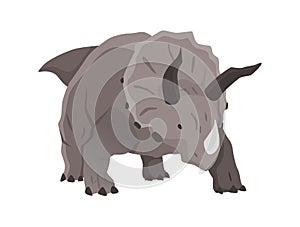Triceratops dinosaur flat icon. Colored isolated prehistoric reptile monster on white background. Herbivorous vector