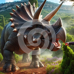 Triceratops engaging in a territorial display, such as markin