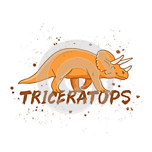 Triceratops. Large orange dinosaur