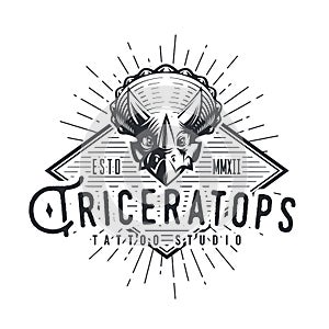 Triceratops logo template. Dinosaur logotype