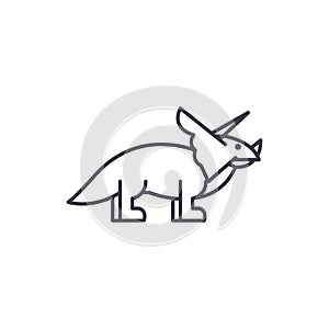 Triceratops vector line icon, sign, illustration on background, editable strokes