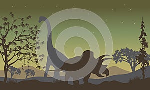 Triceratopsand Brachiosaurus silhouette