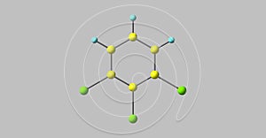 1,2,3-Trichlorobenzene molecular structure isolated on grey photo