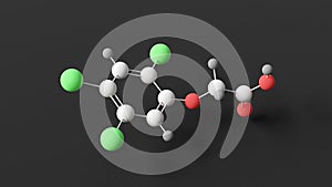 2,4,5-Trichlorophenoxyacetic acid molecule, molecular structure, 2,4,5-T, ball and stick 3d model, structural chemical formula photo