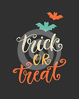 Trick or Treat. Halloween Party Poster with Handwritten Ink Lettering