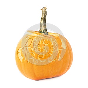 Trick or treat Halloween pumpkin isolated