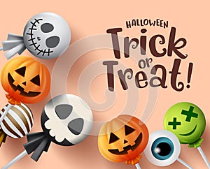 Trick or treat halloween vector background design. Halloween trick or treat text with space.