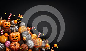 Trick or treat hallowenn greeting card vector background.