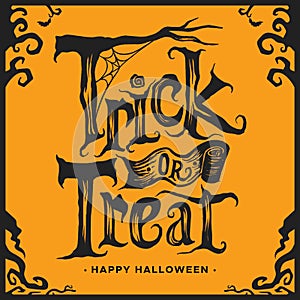 trick treat lettering white black vector illustration