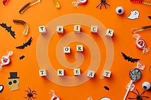 Trick or treat letters and halloween sweets