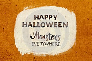 Trick or treat.typography halloween poster with calligraphy on the wall texture. Iinvitation banner