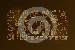 Trick or Treat vector horizontal modern colored illustration