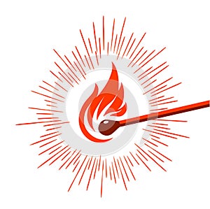 Tricked ignited matchstick, flame and accents graphics