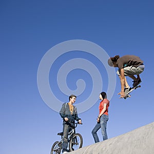 Tricks at skate park