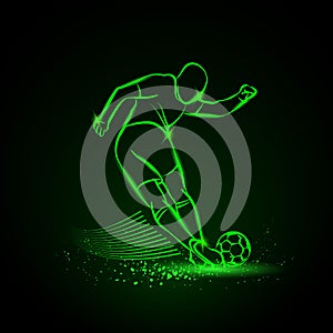 Tricky kick by soccer player. Vector illustration.